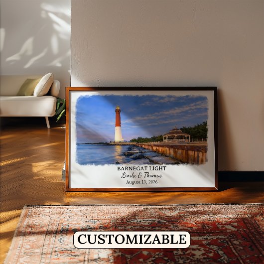 Barnegat Light New Jersey Poster, Watercolor ポスター