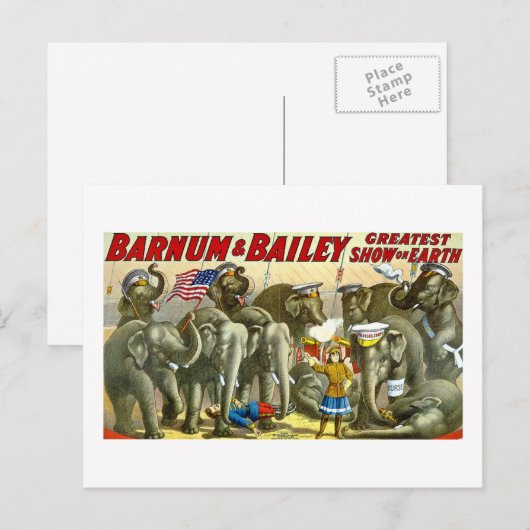 Barnum & Bailey – ゾウ – Vintage Ad ポストカード (正面/裏面)