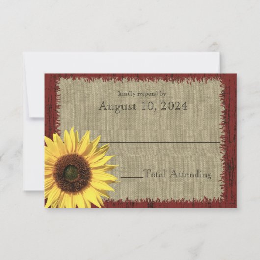 BarnwoodとSunflower Wedding RSVP (裏面)