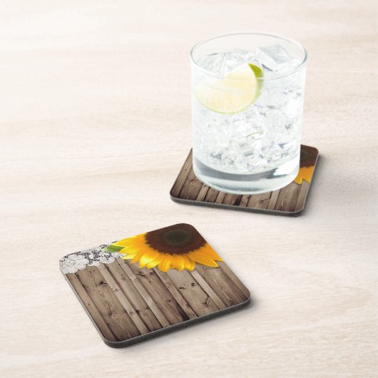 barnwoodのレースの素朴な西欧諸国のヒマワリ コースター (右側)