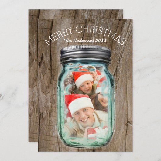 Barnwoodの西欧諸国のクリスマスのメーソンジャーの写真 シーズンカード (正面/裏面)