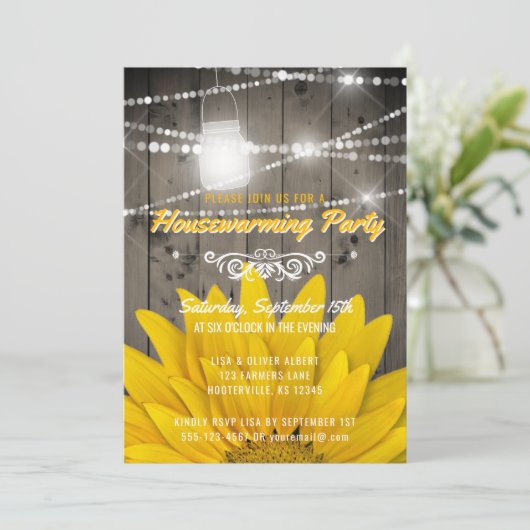 Barnwoodはメーソンジャーのヒマワリの引っ越し祝いパーティーをつけます 招待状 (スタンド正面)