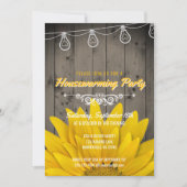 Barnwoodは素朴なヒマワリの引っ越し祝いパーティーをつけます 招待状 (正面)