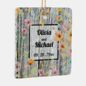 Barnwoodスクリプト植物水色の花 セラミックオーナメント (右)
