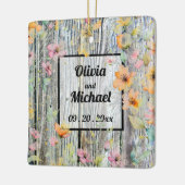 Barnwoodスクリプト植物水色の花 セラミックオーナメント (左)
