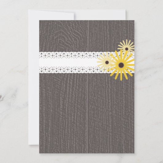 Barnwood及びレースの刺激を受けたな野生の花のブライダルシャワー 招待状 (裏面)