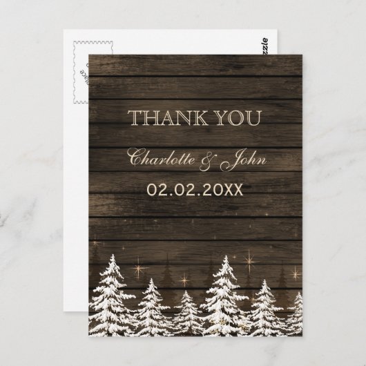 Barnwood松素朴の木、冬ありがとうノート ポストカード (正面/裏面)