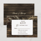 Barnwood飾り立てた素朴な結婚式RSVP 出欠カード (正面/裏面)