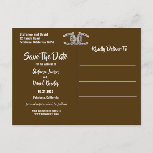 BARNWOOD、レース&ホースシューズ日付を保存 案内ポストカード (裏面)