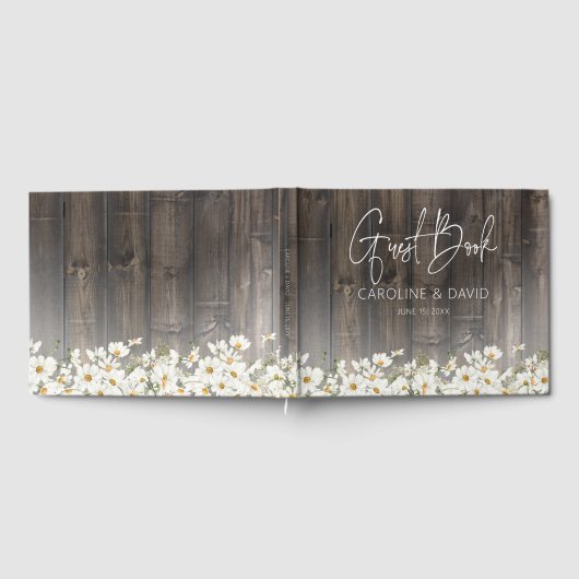 Barnwood and Daisies Rustic Wedding ゲストブック (全面)