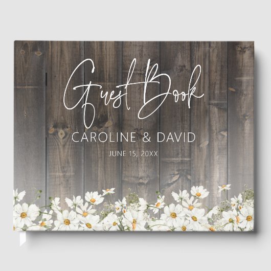 Barnwood and Daisies Rustic Wedding ゲストブック (正面)