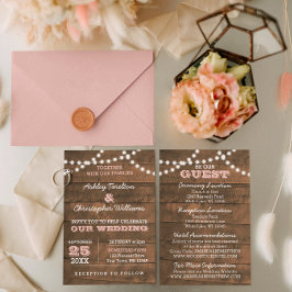 Barnwood Lightsピンク結婚の情報カード エンクロージャーカード
