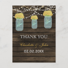 Barnwood yellow flowers mason jars Thanks Thank Yo ポストカード
