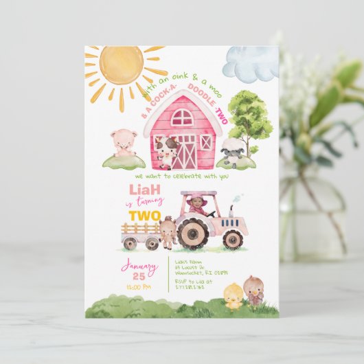 Barnyard 2nd Birthday Photo Invitation 招待状 (スタンド正面)