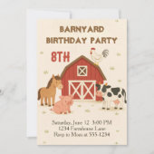 Barnyard Animal Birthday 招待状 (正面)