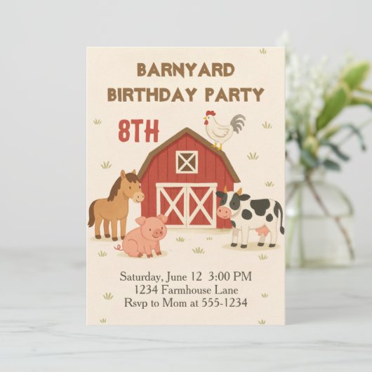 Barnyard Animal Birthday 招待状 (スタンド正面)