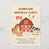 Barnyard Animal Birthday 招待状 (正面/裏面)