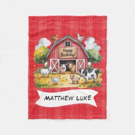 Barnyard Animals 1st. Birthday Party Gift フリースブランケット