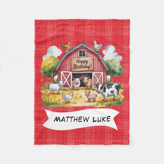 Barnyard Animals 1st. Birthday Party Gift フリースブランケット (正面)