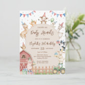 Barnyard Animals Farm Birthday Party Invitation 招待状 (スタンド正面)