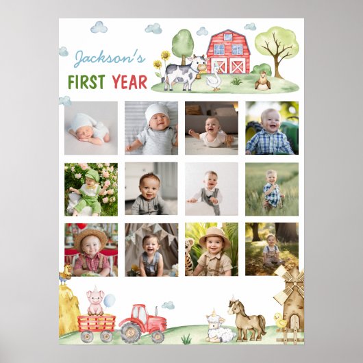Barnyard Animals First Year Photo Milestone Poster ポスター (正面)
