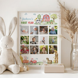 Barnyard Animals First Year Photo Milestone Poster ポスター