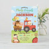 Barnyard Animals Ranch Kids Birthday 招待状 (スタンド正面)