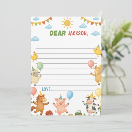 Barnyard Animals Time Capsule Note Message Card サンキューカード (スタンド正面)