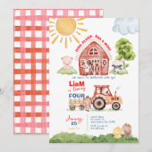 Barnyard Any Age Birthday Invitation 招待状 (正面/裏面)