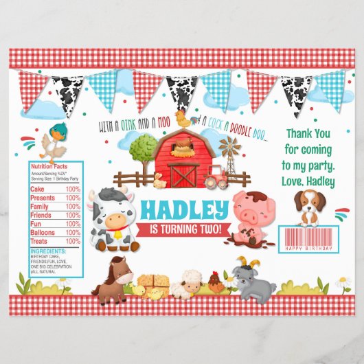 Barnyard Bash Birthday Party Chip Bag Wrapper チラシ (正面)