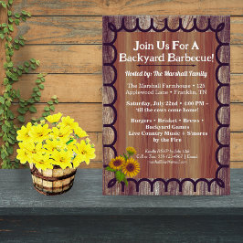 Barnyard BBQ Bash Invitation Template Rustic Wood  招待状