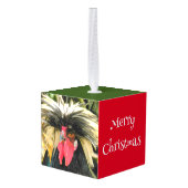 Barnyard Chicken Photos Holiday キューブオーナメント (裏面アングル)