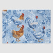 Barnyard Chickens and Botanical Pattern 薄葉紙 (正面)
