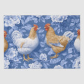 Barnyard Chickens and Botanical Pattern  薄葉紙 (正面)