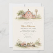 Barnyard Farm Animal Baby Shower 招待状 (正面)