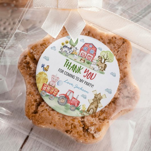 Barnyard Farm Animals Birthday ラウンドシール