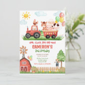 Barnyard Farm Animals Birthday Invitation 招待状 (スタンド正面)