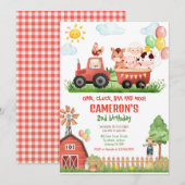 Barnyard Farm Animals Birthday Invitation 招待状 (正面/裏面)