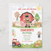 Barnyard Farm Animals Birthday Invitation 招待状 (正面)