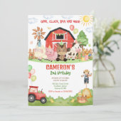 Barnyard Farm Animals Birthday Invitation 招待状 (スタンド正面)