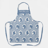 Barnyard Farmhouse Kitchen Gingham - Blue & White エプロン (正面)