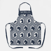 Barnyard Farmhouse Kitchen Gingham - Navy & White エプロン (正面)