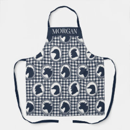 Barnyard Farmhouse Kitchen Gingham - Navy & White エプロン