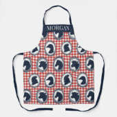 Barnyard Farmhouse Kitchen Gingham - Red & Navy エプロン (正面)