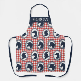 Barnyard Farmhouse Kitchen Gingham - Red & Navy エプロン