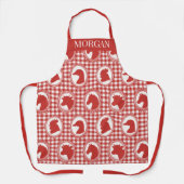 Barnyard Farmhouse Kitchen Gingham - Red & White エプロン (正面)