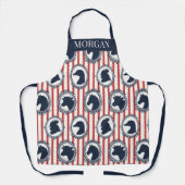 Barnyard Farmhouse Ticking Stripe- Red & Navy エプロン (正面)