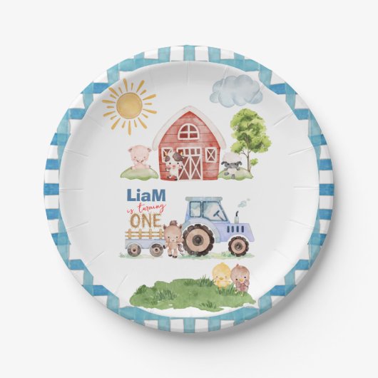 Barnyard Fun 1st Birthday ペーパープレート (正面)