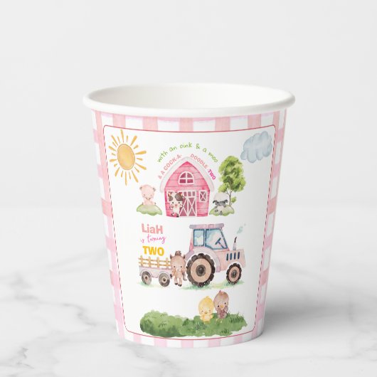 Barnyard Fun Pink 2nd Birthday  紙コップ (裏面)