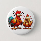 "Barnyard Sparring Chickens" Match Button 缶バッジ (正面)